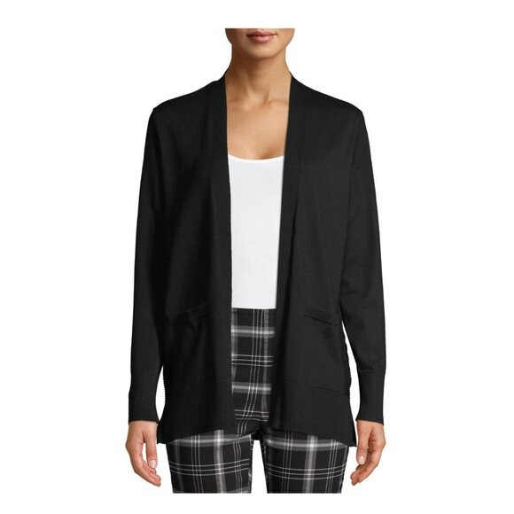 Time and Tru Women's Open Front Layering Black Cardigan Sweater Size Small - Picture 3 of 5